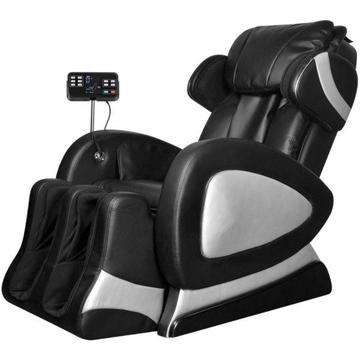 vidaXL Elektryczny fotel do masażu z ekranem, czarna, sztuczna skóra(244301)