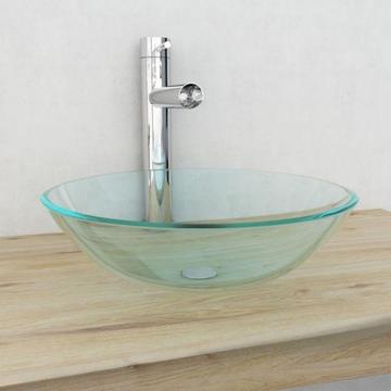 vidaXL Umywalka z bezbarwnego, hartowanego szkła (142229)