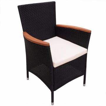 vidaXL Fotele ogrodowe z polirattanu, 2 szt, czarne, 59x60x88 cm (42572)
