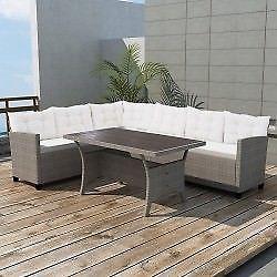vidaXL Meble ogrodowe: sofa narożna i stół, 12 części, polirattan (42577)