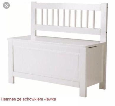 Ławka IKEA HEMNES z pojemnikiem-komoda BESTA-regał dla dzieci PINIO BARCELONA-regał LIETORP IKEA