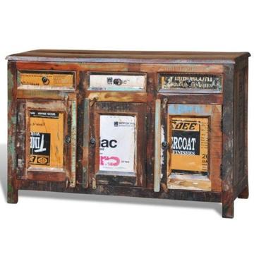vidaXL Kredens vintage z drewna odzyskanego z 3 szufladami, 3-drzwiowy (240953)