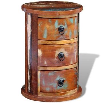 vidaXL Okrągła szafka z drewna odzyskanego z 3 szufladami(241646)
