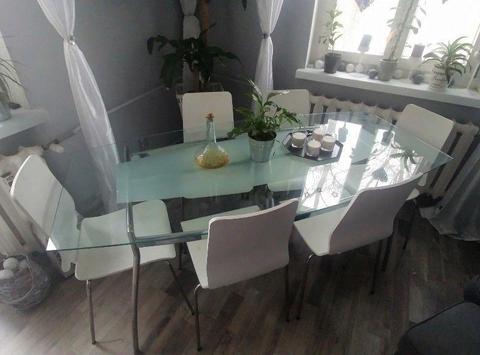 Zestaw: STÓŁ SZKLANY + 6 KRZESEŁ, okazja