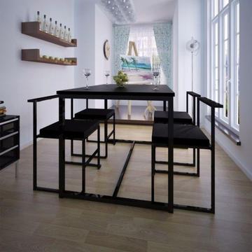 Zestaw jadalniany, stół i cztery krzesła, czarne(240844)