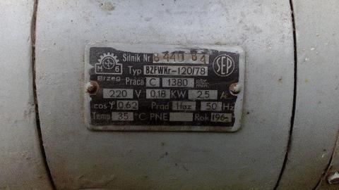 Silnik jednofazowy BRZEG BZFWr-120/78 PRL uszkodzony