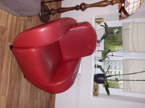 Fotel skórzanany czerwony Ikea