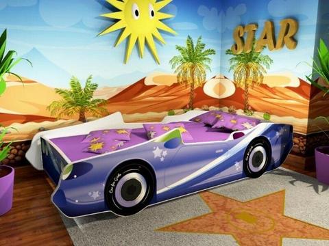 Łóżko dziecięce kabriolet ciemny fiolet duży samochód auto