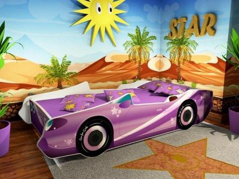 Łóżko dziecięce kabriolet fioletowy duży samochód auto