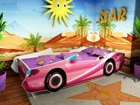 Łóżko dziecięce kabriolet różowy duży samochód auto