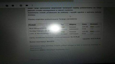 2 bilety na Nicki Minaj w Polsce, płyta! Za cenę nominalną! 229 za 1!