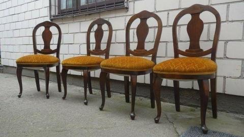 Drewniane piękne krzesła na giętych nogach 4 szt