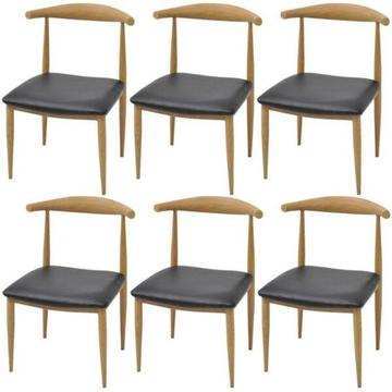 vidaXL Krzesła do jadalni z czarną eko skórą 6 szt. (273943)