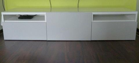 BESTA szafka tv IKEA szara biała + panel szklany nakładka pod tv ŁÓDŹ