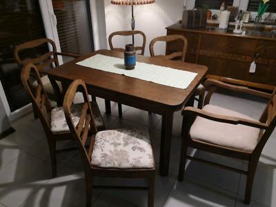 Stary stół rozkładany 4 krzesła i 2 fotele