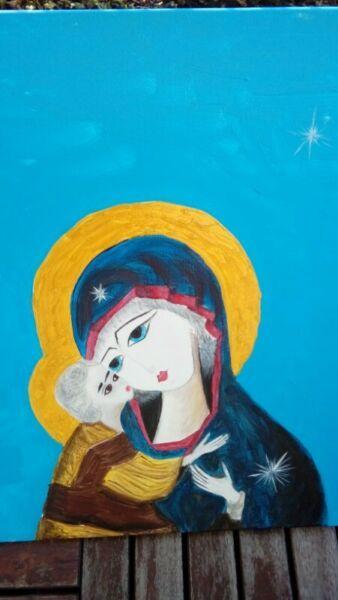 obraz 40 cm x 50 cm Matka Boska Włodzimierska (niebieska)