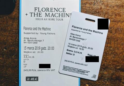2 bilety na Florence & The Machine - koncert w Łodzi 15.5