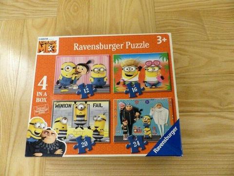 Puzzle Minionki-firmy Ravensburger, 3+, 4 w 1, jak nowe, okazja!