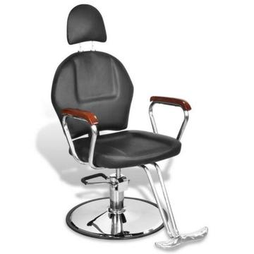 Profesjonalny fotel fryzjerski ze sztucznej, czarnej skóry (110122)