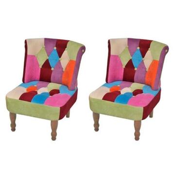 vidaXL Fotele francuskie patchworkowe bez podłokietników, 2 szt. (240810)