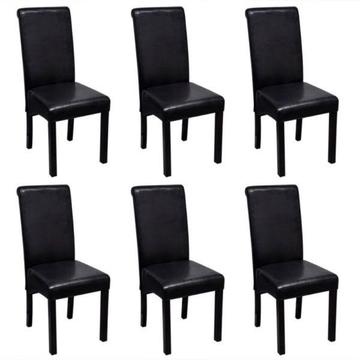 vidaXL Krzesła do jadalni ze sztucznej skóry, 6 szt., czarne(271839)