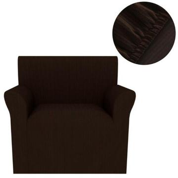 vidaXL Elastyczny pokrowiec na fotel, prążkowany, brązowy (131960)