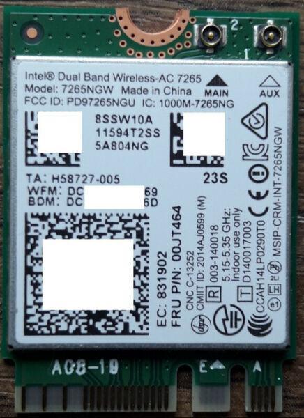 Karta sieciowa Intel Wireless-AC 7265 (WiFi, Bluetooth)