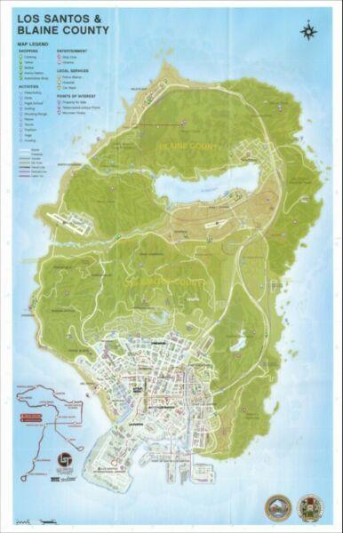 Mapa Gta5 Papierowa Na PC PS3 PS4 XBOX 360 ONE