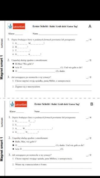 Język niemiecki kl 7 Magnet Smart - testy, sprawdziany, odpowiedzi