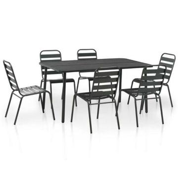 vidaXL Zestaw mebli ogrodowych, 7 części, stal, ciemnoszary, listwy(44263)
