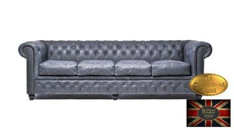 Chesterfield sofa skorzana 4 os Brighton vintage czern