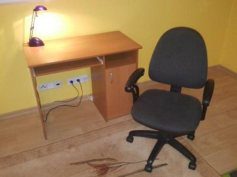 Biurko z szafką i krzesło obrotowe stan BDB