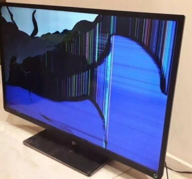 uszkodzony telewizor Toshiba 39L4333D LED TV, pęknięta matryca, reszta sprawna